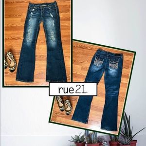 Twenty One Black Mid-Rise Boot Cut Jeans